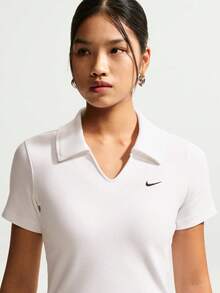 Nike Women's AS W NSW ESSNTL SS POLO CRP TOP Knit Collar Short Sleeve Polo Shirt IO2730-100 - White - View 3