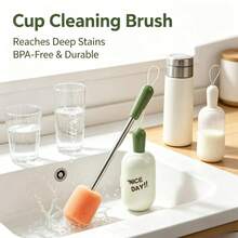 New Multifunctional Cup Brush Set, Retractable Portable Long Handle Water Cup Cleaning Brush, Travel Mini Cleaning Brush, Suitable For Glass Cups, Insulated Cups, Baby Bottles And Cup Rim Stain Cleaning - A - View 2
