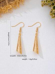 1 Pair Niche High-End Embossed Conical Bell Earrings, Elegant Vintage Trumpet-Shaped Ear Jewelry, Versatile Daily Commute And Vacation Accessories For Women - Yellow Gold - View 3