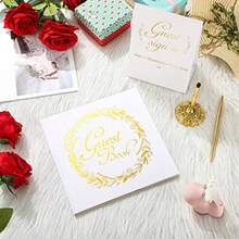 Wedding Guest Book With Pen And Table Cards, 9 X 9 Inch Guest Book Wedding Reception 50 Sheets Sign In Book Wedding Memory Book For Wedding Party Bridal Or Baby Shower Guest Visitor - Romantic Style - View 6
