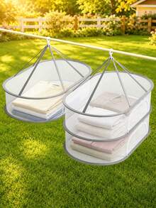 1Pc Double-Layer Foldable Hanging Drying Basket, For Socks, Underwear, Clothes, Toys And Makeup Tools. Multi-Functional Portable Laundry Net For Indoor And Outdoor Drying, Practical Household Essential - Multicolor - View 12