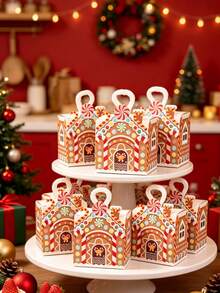 8pcs Christmas Happy Paper Gift Boxes, Gingerbread House & Christmas Reindeer Pattern Mini Gift Boxes, Christmas Candy Boxes, Christmas Party Table Decor, Cookie & Candy Boxes, Christmas Candy Gift Packaging Boxes, Christmas Eve Party Gift Packaging Supplies, Christmas Home Decor, Room Decor, Small Candy Boxes, Christmas Gifts, 2026 New Year Decor, Christmas Decor - Christmas Gingerbread Man - View 2