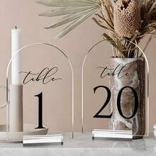 Wedding Transparent Arch Table Number Card, 5*7 Inch Arch Acrylic Table Number Card With Acrylic Stand, Table Guide Sign, Suitable For Wedding Party, Birthday Party And Other Occasions - A - View 10