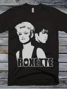 Roxette Graphic T-Shirt For Men And Women - Featuring Iconic Lettering And Images Of The Members - Casual Crew Neck Clothing For Music Enthusiasts - S - Black - View 1