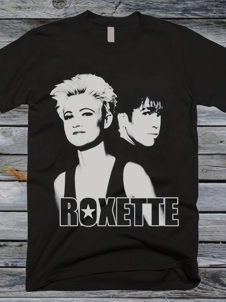 Roxette Graphic T-Shirt For Men And Women - Featuring Iconic Lettering And Images Of The Members - Casual Crew Neck Clothing For Music Enthusiasts - S - Black - View 1