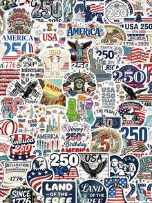 100pcs U.S. 250th Anniversary Stickers For Skateboard, Guitar, Laptop, Suitcase, Storage Box, Room Decor DIY Graffiti Stickers - United States - View 1