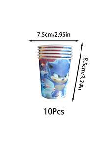 Sonic 刺蝟貓主題派對餐具，適用於節日派對、生日、居家裝飾、廚房配件、禮品 - 彩色 - 查看 14