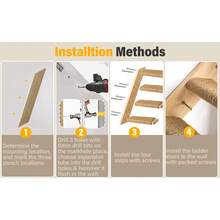1pc Solid Wood Wall Mount Sisal Cat Stair Ladder Wall Scratching Step Climbing Cat Tree Perch - Multicolor - View 3