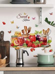 Pastoral Watercolor Jam Kitchen Wall Stickers, Waterproof And Oil-Proof, Removable Self-Adhesive Paper, DIY Cozy Kitchen Wall Decor - Wall Stickers - View 4