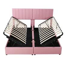 Bed Frame 180x200 Cm Hydraulic With Storage – Grey - 粉色 - 查看 8