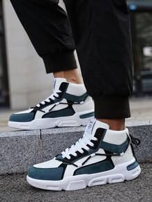 Men's Fashionable Contrast Color Letter Pattern Outdoor Dual-Use Sports Shoes - Blue and White - View 12