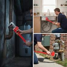 [Free Shipping] 3Pcs 14&18&24-Inch Straight Heavy Duty Pipe Wrench Set Plumber Adjustable Water Alloy Steel Grip Plumber's Wrench Plumbing Tools-XY876509 - 1 - View 2