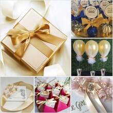 22m Champagne Gold Wedding Decoration Silk Satin Ribbon, Bouquet Packaging Bow Gift Box Ribbon, Suitable For Back To School Season And Valentine's Day - Multicolor - View 5