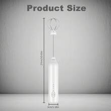 Feizsmile Value Electric Milk Frother, Rechargeable Type-C Interface, Portable Coffee Milk Froth Maker, Stainless Steel Whisk, Suitable For Home, Travel And Barista Daily Use. - White - View 3