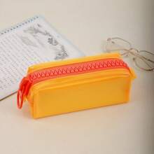 1pc Jelly-Like Stationery Storage Box, 5 Colors Available, Dopamine Pencil Case, Minimalist Solid Color Durable Bag, Upright Stable, Large Capacity Daily Stationery Box, Back To School Gift, School Activity Giveaway, Large Zipper Pencil Pouch - Multicolor - View 18