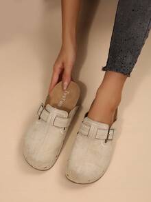 Women's New Boken Closed-Toe Half-Slip-On Mule Shoes, Ultra-Lightweight Thick Sole, Casual Retro Mori Style, Fashionable For Dating And Vacation - Apricot - View 3