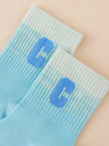 1雙字母C時尚運動舒適透氣中筒襪，男女通用 - 彩色 - 查看 4