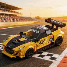 Modelo de Bloques de Construcción de Coche de Carreras GT4 310 piezas, Juego de Bloques de Ensamblaje de Coche de Carreras Amarillo, Juguete de Coche de Carreras de Alta Velocidad Ensamblado a Mano, Regalo de Colección para Entusiastas de Coches - Multicolor - Ver 2