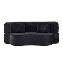 Large Multifunctional Sofa Bed Frame, Black - Black 2 Seat - View 8