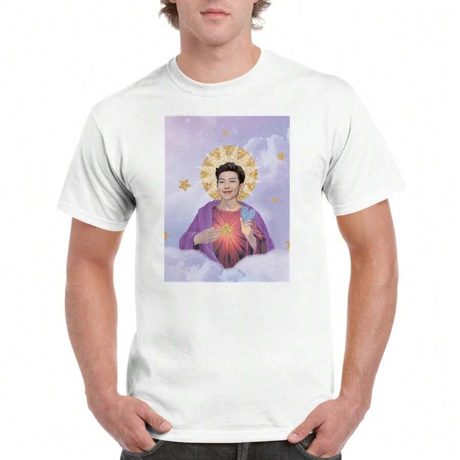 Eu Lager, Unisex Thick Crew Neck T-Shirt Naamjoon - 白色 - 查看 1