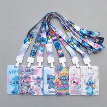 1pc Stitch And Lilo Lanyard - Vibrant Blue And Pink Design With Cartoon Characters, PVC Material, Suitable For ID Cards And Work Badges, ID Card Holder | Fun Design | Durable Lanyard, Stitch Accessories, Disney Merchandise - C-multicolor - View 5