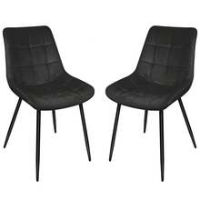 Two Dining Chairs – Velvet Dining Chairs – Ergonomic – 12-Piece Backrest + 12-Piece Seat – Non-Slip And Stable – Easy Assembly - Black - View 2