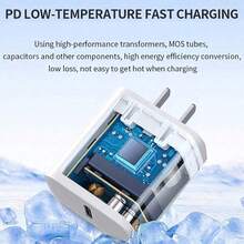 20W Apple 快充套組 [USB-C 快充適配器 + 3.3英尺/100公分長 USB-C 轉 Apple Lightning 充電線 高效數據傳輸線]，相容於 14 13 12 系列 便攜式充電器套組 - 查看 5
