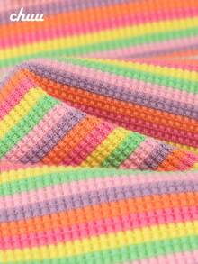 CHUU Rainbow Striped Jacket Women's Summer Youthful Chic Loose Versatile Long Sleeve Short Cover-Up - Multicolor - View 6