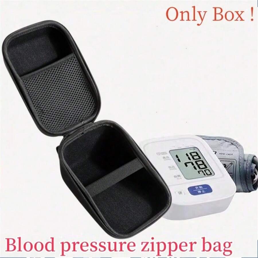 Universal Arm Type Storage Box For Home Electronic Blood Pressure Monitors, Portable Protective Carrying Case With Waterproof, Pressure-Resistant And Anti-Fall Design, Black Zipper Case - Black - View 1