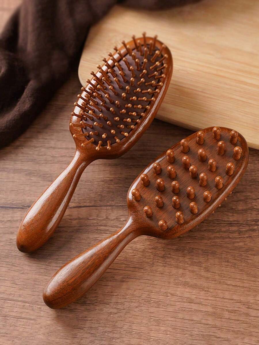 1pc Air Cushion Massage Comb Multi-Function Fine Tooth Air Cushion Design Styling Hairbrush For Women - Brown - View 1