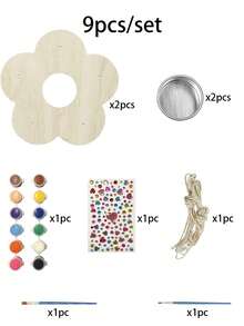 9pcs/Set Paintable Flower-Shaped Bird Feeder - Hand-Painted Creative Bird Feeder - Outdoor Hanging Bird Feeder - DIY Handmade Kit With Rhinestone Decoration - Garden Balcony Bird Watching Decor - A - View 9