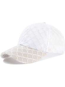 1 pièce Casquette de baseball à large bord en dentelle pour femmes, chapeau de soleil polyvalent et décontracté à la mode, design semi-creux, chapeau de soleil fin - Blanc - Voir 12