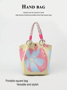 1pc Fresh Fruit Knitted Large Capacity Lightweight Handbag, Suitable For Commuting, School, Travel, Portable Matching With Clothes, All Seasons - Multicolor - View 12