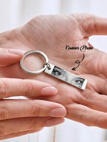 1PC Personalized Couple Eye Photo Keychain | Customized Rectangular Long Photo Keychain | Stainless Steel Long Customized Keychain | Gold Silver Black Couple Photo Keychain | Family Memorial Photo Keychain | Personalized Customized Eye Keychain | Gift For Couples Anniversary | Valentine's Day Gift, Gift For Boyfriend, Anniversary Gift, Gift For Husband He She, Long Distance Relationship Gift - Custom Keychains - View 7
