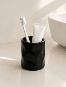 1pc Toothbrush Holder, Modern Minimalist Style, Cylindrical Asymmetrical Wavy Shape, Toothbrush & Toothpaste Organizer, Bathroom Countertop Storage (5 Colors) - Multicolor - View 6