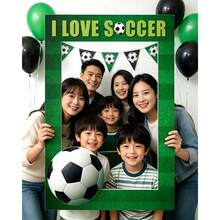 Acessórios para Cabine de Fotos de Aniversário de Futebol, Moldura de Foto de Papel com Enfeites de Barba Falsa, Suprimentos de Decoração de Festa com Tema Esportivo para Dia de Jogo e Festa Familiar - A - Visão 5