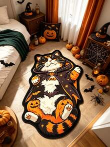 1pc Lying Down Tiger Pattern Cat Rug, Living Room Carpet, Area Rug, Small Area Rug, Mat, Home Decor, Large Living Room Carpet, Round Rug, Living Room Home Decor, Room Decor, Washable Carpet, Halloween Gift - Tabby Cat Lying On Back - View 2