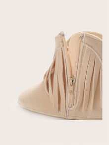 Beige Tassel Infant Ankle Boots For Girls, Soft Sole Pre-Walker Shoes, 0-1 Years Newborn, Side Hook And Loop, Anti-Slip Learning To Walk Boots, Autumn/Winter - Apricot - View 5