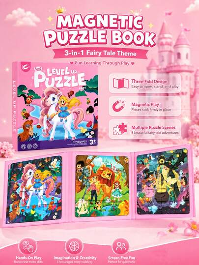 Juguete de rompecabezas magnético para disfrazarse, juego educativo divertido para niños, escenas de personajes, profesiones, transporte, princesas, fácil de transportar, adecuado para niños y niñas de 3 a 6 años, regalo de Navidad, regalo de Halloween, regalo festivo