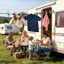 Ins Style Portable Retractable Clothesline, Travel Camping RV Balcony Multi-Function Non-Slip Drying Rope, Comes With Colorful Anti-Fall Fixed Clothespins, Adjustable Rope Length Elastic And Secure Without Slipping, Compact Storage With Drawstring Bag Not Taking Up Luggage Space, Suitable For Business Trips Hotel, Beach Vacation, Outdoor Picnic, Home Balcony Drying Underwear Socks Towels, Portable Drying And Storage Rope - Multicolor - View 7