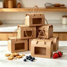 5pcs/10pcs White Window Handle Box For Cookies, Sandwich Crackers, Soda Crackers, Macarons, Candy, Mini Snacks, Suitable For Birthday, Party, Wedding Gift Packaging - View 10