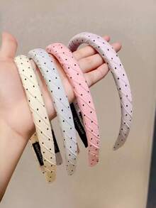 1pc Japanese Retro Plaid Twisted Hair Hoop, Summer Plaid Hair Clip, Girl Style Hair Accessory, Anti-Slip Toothed Hair Clip Headband - Multicolor - View 5