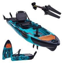 Modular Pedal Fishing Kayak With Fin Drive System, Lightweight HDPE Sit-On-Top Fishing Boat, Adjustable Seat, Large Storage, Portable 2-Piece Design, Paddle Included, 420 Lbs Capacity - Fin Drive - View 1