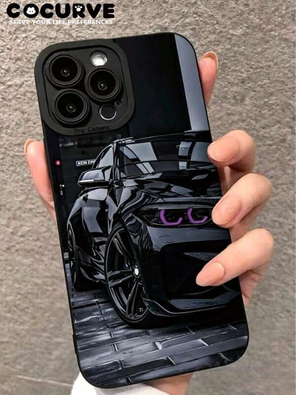 Cocurve 1pc Fine Hole Straight Edge Black Sports Car Painted Anti-Fall Phone Case P14promax 3D P13 Cartoon P11 Painted P12 Anti-Fall XR Cartoon 78GES2 Phone Case XS For IPhoneP15, P16, P16proman Series S24 A03s, A03core, A04, A12, A13, A14, A21s, A22, A23, A24, A32, A33a34, A5 A51A52, A53, A54, A71, A72, A73, S20fe, S21, S22 Plus