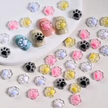 60 buah Gantungan Resin Cakar Kucing 3D Bercahaya dalam Gelap, Aksesori Gaya Y2K Lucu, Dekorasi Serbaguna untuk Casing Ponsel, Jepit Rambut, dan Kerajinan DIY. Aneka Warna Acak - MultiWarna - View 3