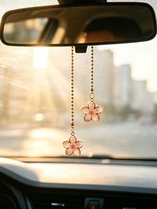 1pc Alloy Cherry Blossom Car Rearview Mirror Hanging Decoration, Car Interior Accessory - A - View 10