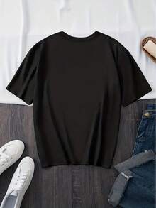 T-shirt con stampa Papaver Rhoeas, motivo floreale vintage, stile pastorale, t-shirt casual a maniche corte per donna in primavera/estate, t-shirt premium in puro cotone a maniche - nero - Visualizzare 2