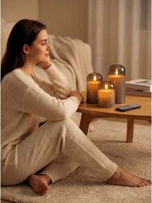 3pcs Grey Curved Acrylic LED Electronic Candle Lights With Remote Control And Timer / Candle Lights With 10-Key Remote And 24-Hour Cycle Timer Function, Battery Powered, Warm Flame, Suitable For Wedding, Home Decor, Birthday, Christmas, Halloween - Grey - View 7