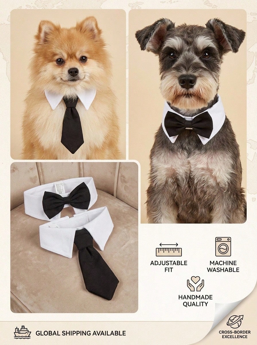 PETSIN 1pcPet Bowtie Necktie Bowknot Wedding Neck Bib False Collar - Multicolor - View 1