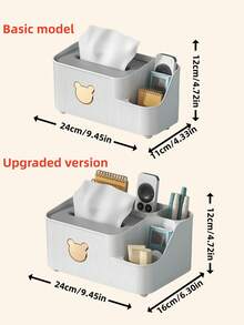 Makeup Brush Holder With Tissue Box - Cute Bear-Shaped Desktop Storage Box, Can Hold Remote Control, Phone, Makeup Brushes And Cosmetics; Ideal Decor For Living Room, Office And Vanity - Multicolor - View 8